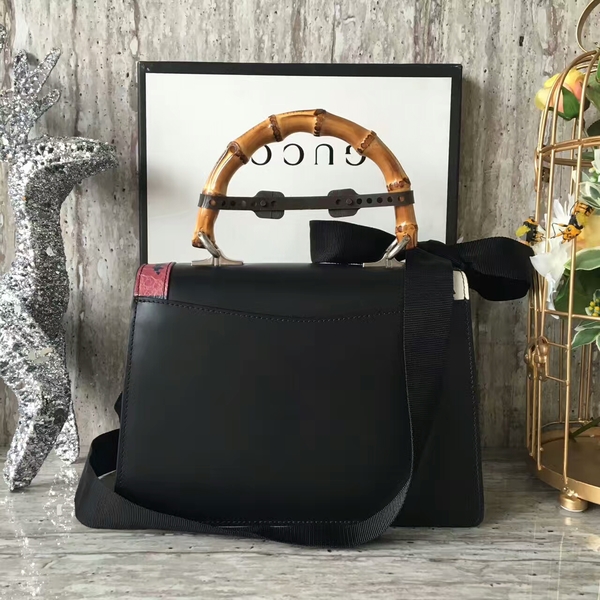 Gucci Bamboo Lilith Leather Top Handle Bag 453751 Black