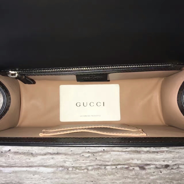 Gucci Bamboo Lilith Leather Top Handle Bag 453751 Black