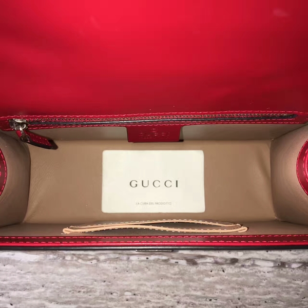 Gucci Bamboo Lilith Leather Top Handle Bag 453751 Red