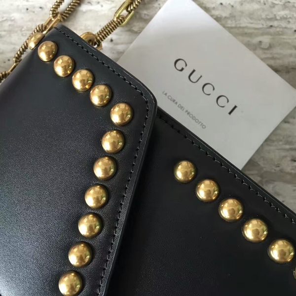 Gucci Fox Bamboo Top Handle Bag 466434 Black