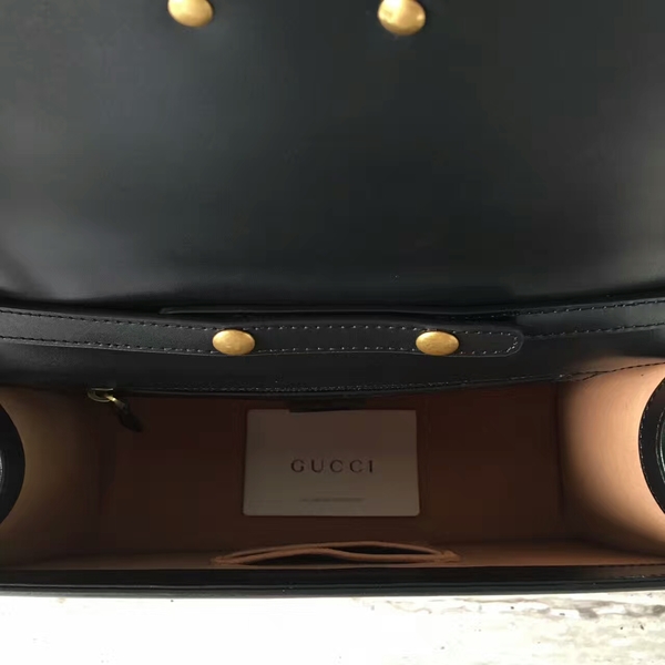 Gucci Fox Bamboo Top Handle Bag 466434 Black