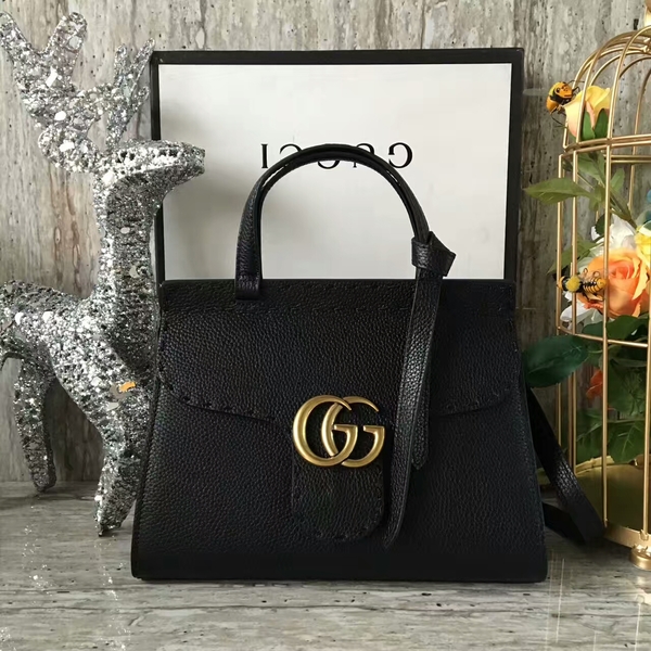 Gucci GG Marmont Leather Top Handle Bag 442622 Black