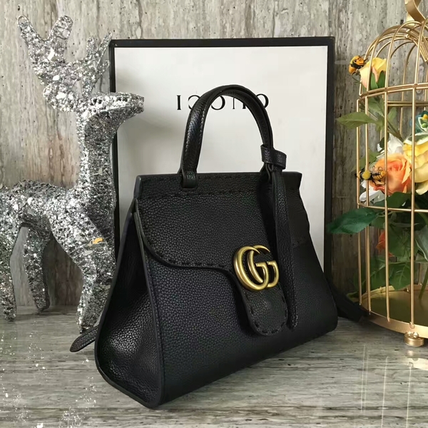 Gucci GG Marmont Leather Top Handle Bag 442622 Black