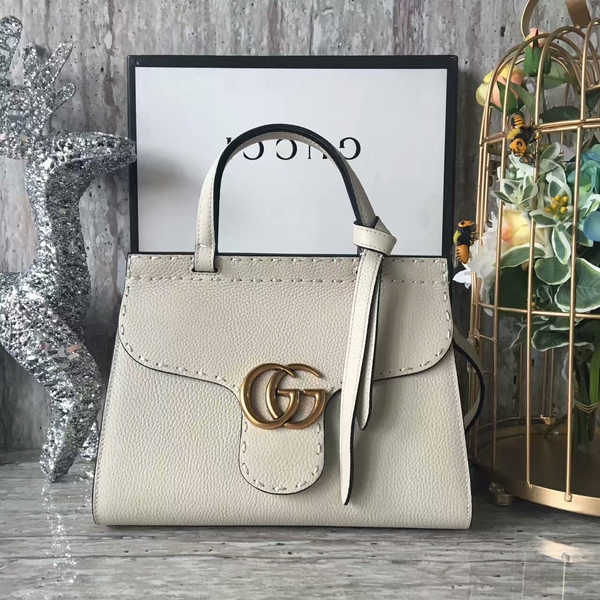 Gucci GG Marmont Leather Top Handle Bag 442622 White