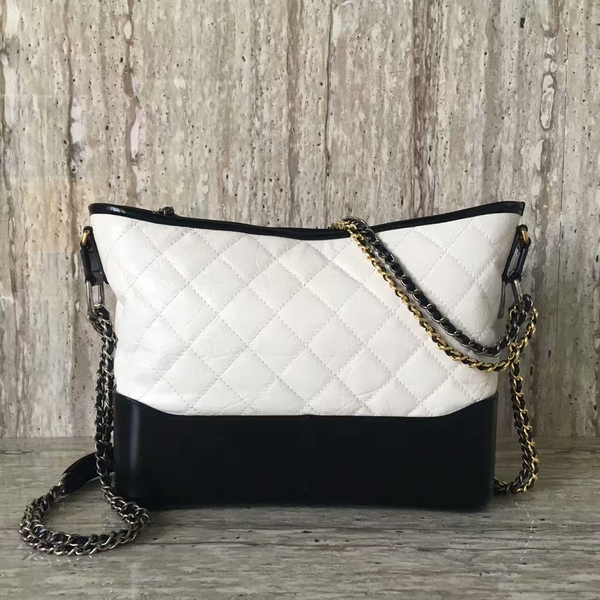 Chanel Gabrielly Calf Leather Shoulder Bag 93824 Black&White