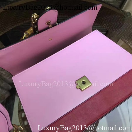 Gucci Now Bamboo Smooth Leather Top Handle Bag 448075 Pink&Blue&Red