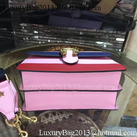 Gucci Now Bamboo Smooth Leather Top Handle Bag 448075 Pink&Blue&Red