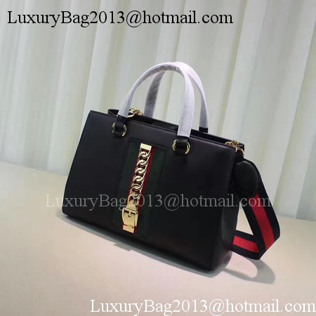 Gucci Sylvie Leather Top Handle Bag 453790 Black
