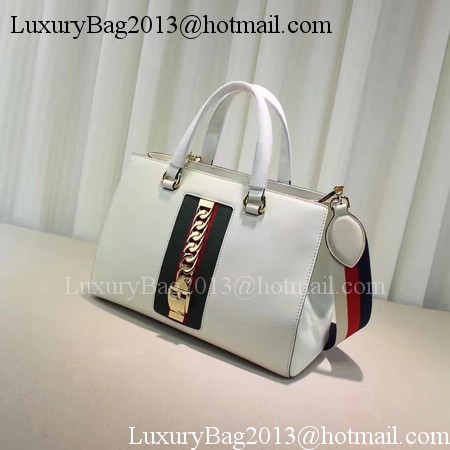 Gucci Sylvie Leather Top Handle Bag 453790 OffWhite