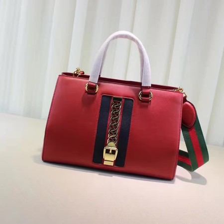 Gucci Sylvie Leather Top Handle Bag 453790 Red