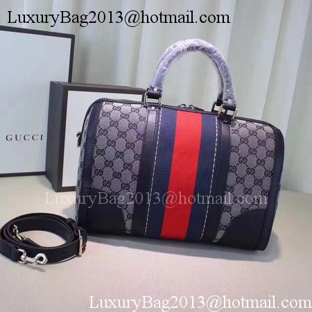 Gucci Vintage Web Multicolour Canvas Boston Bag 406868 Blue