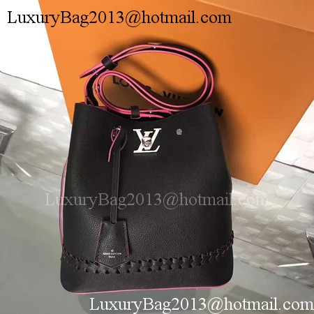 Louis Vuitton Soft Calfskin LOCKME BUCKET M54687 Black