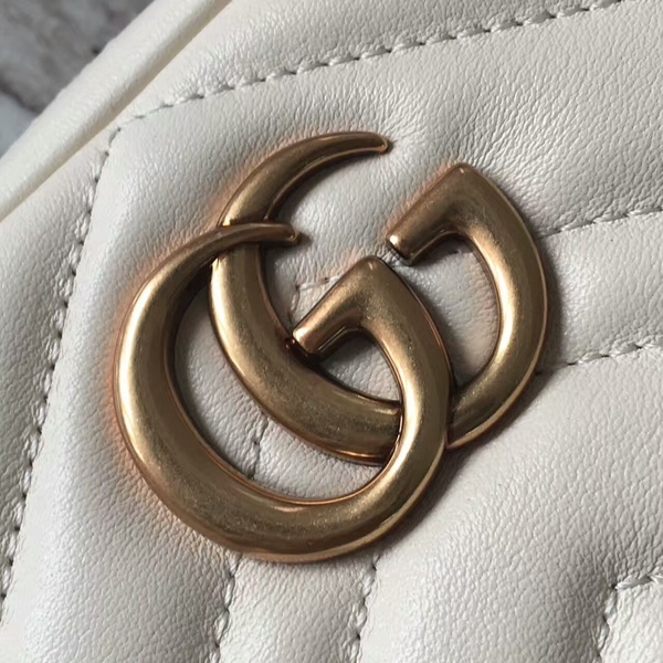 Gucci GG Marmont Matelasse Mini Shoulder Bag 448065A White