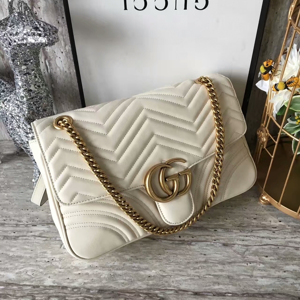 Gucci GG Marmont Velvet Shoulder Bag 443496A White