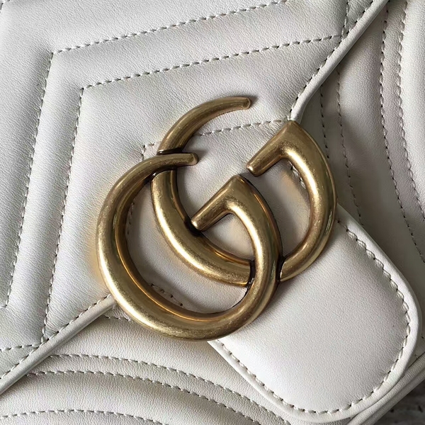 Gucci GG Marmont Velvet Shoulder Bag 443496A White