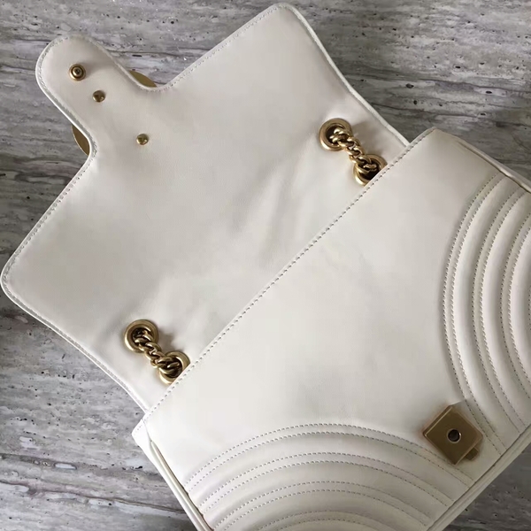Gucci GG Marmont Velvet Shoulder Bag 443496A White