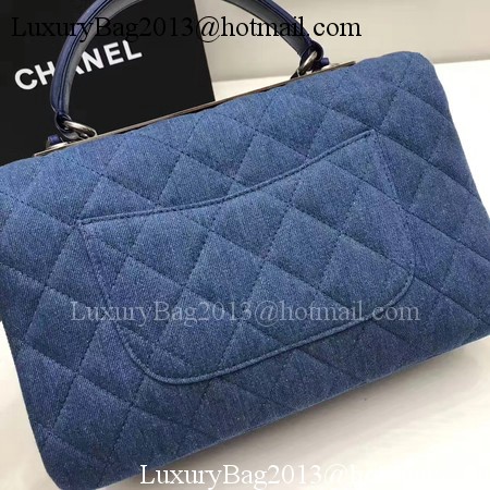 Chanel Classic Top Flap Bag Blue Original Denim A92236 Gold