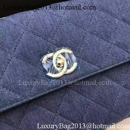 Chanel Classic Top Flap Bag Blue Original Denim A92236 Gold