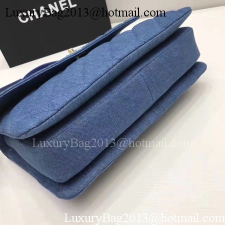 Chanel Classic Top Flap Bag Blue Original Denim A92236 Gold