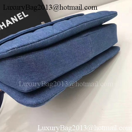 Chanel Classic Top Flap Bag Blue Original Denim A92236 Silver