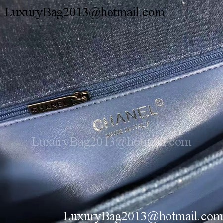 Chanel Classic Top Flap Bag Blue Original Denim A92236 Silver