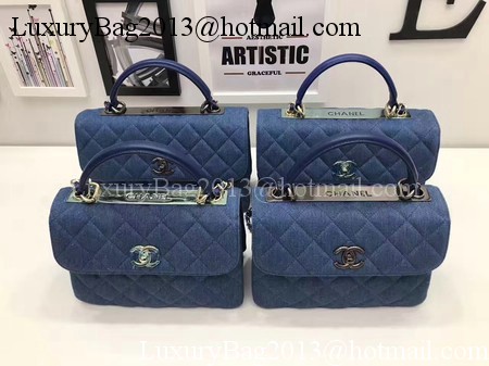 Chanel Classic Top Flap Bag Blue Original Denim A92236 Silver