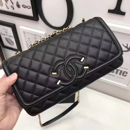 Chanel Flap Shoulder Bag Original Cannage Pattern A94430 Black