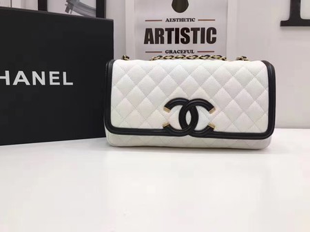 Chanel Flap Shoulder Bag Original Cannage Pattern A94430 White&Black