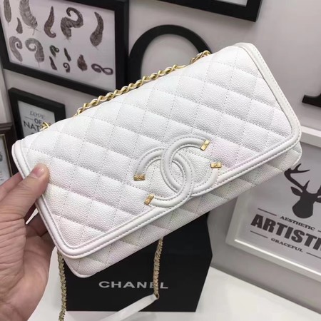 Chanel Flap Shoulder Bag Original Cannage Pattern A94430 White