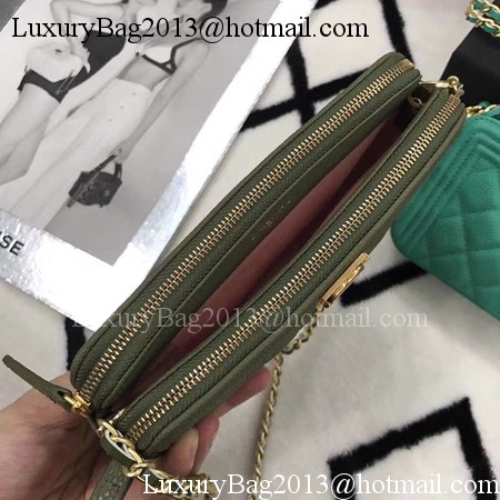 Chanel mini Shoulder Bag Cannage Pattern A94452 Dark Green