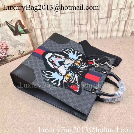 Gucci GG Supreme Tote with Embroidered Angry Cat 478326 Black