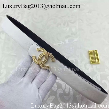 Chanel 30mm Leather Belt CH5235 White