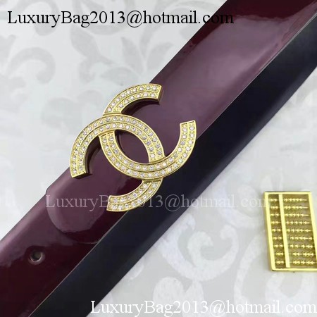 Chanel 30mm Patent Leather Belt CH5230 Wine