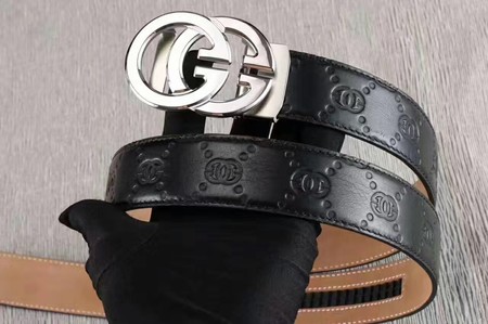 Gucci 34mm Leather Belt GG0802 Black