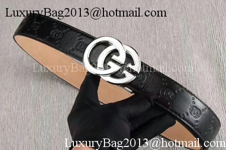 Gucci 34mm Leather Belt GG0802 Black