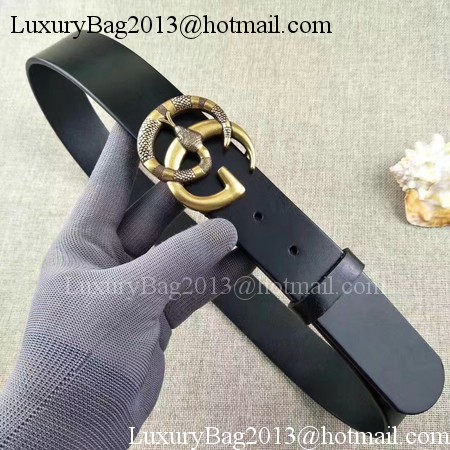 Gucci 34mm Leather Belt GG2369 Black