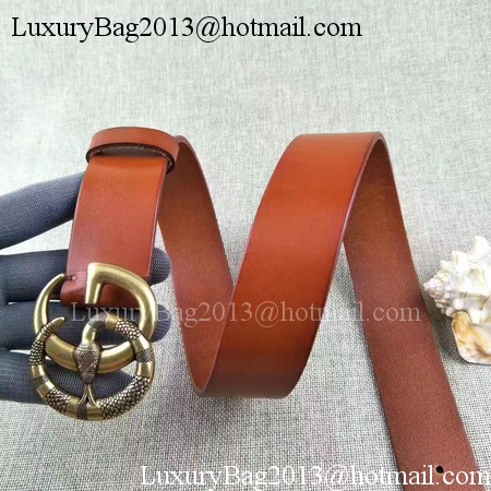 Gucci 34mm Leather Belt GG2369 Orange