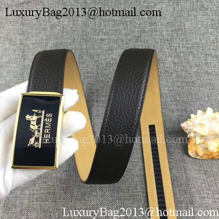 Hermes 34mm Black Belt HO0801 Gold