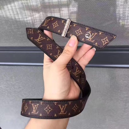 Louis Vuitton 30mm Brown Belt M9306 Silver