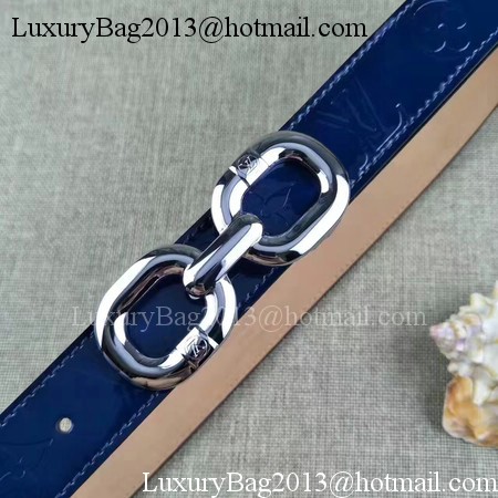 Louis Vuitton 30mm Patent Leather Belt M4226 Blue