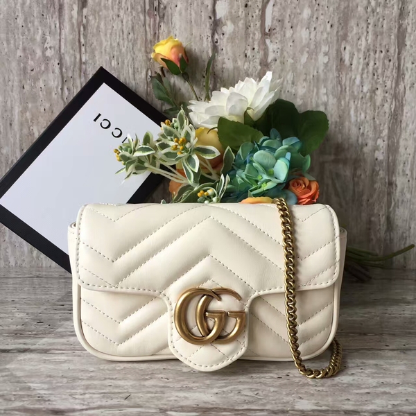 Gucci GG Marmont Velvet Nano Shoulder Bag 476433A White