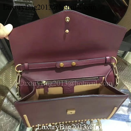 Gucci Broche Glossy Leather Top Handle Bag 466434 Wine