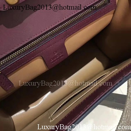 Gucci Broche Glossy Leather Top Handle Bag 466434 Wine