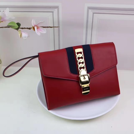 Gucci Calfskin Leather Clutch 477627 Red