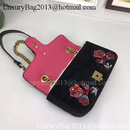 Gucci GG Marmont Embroidered Velvet mini Bag 446744 Black