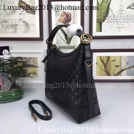 Gucci Miss Signature Leather Hobo Bag 326514 Black