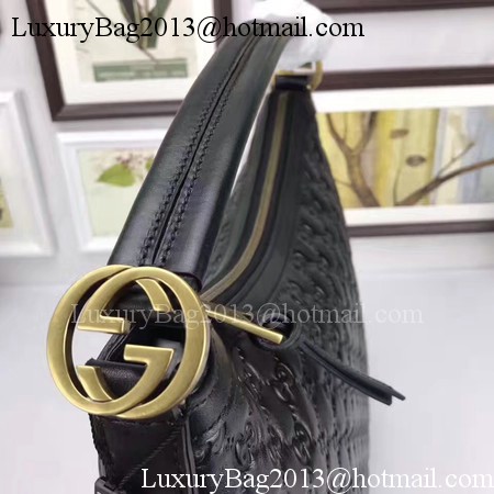 Gucci Miss Signature Leather Hobo Bag 326514 Black