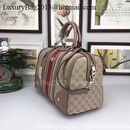 Gucci Vintage Web Multicolour Canvas Boston Bag 406868 Pink