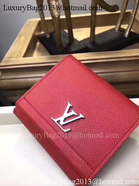 Louis Vuitton Calf Leather LOCKME II COMPACT WALLET M64309 Red