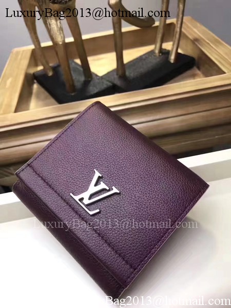 Louis Vuitton Calf Leather LOCKME II COMPACT WALLET M64309 Wine